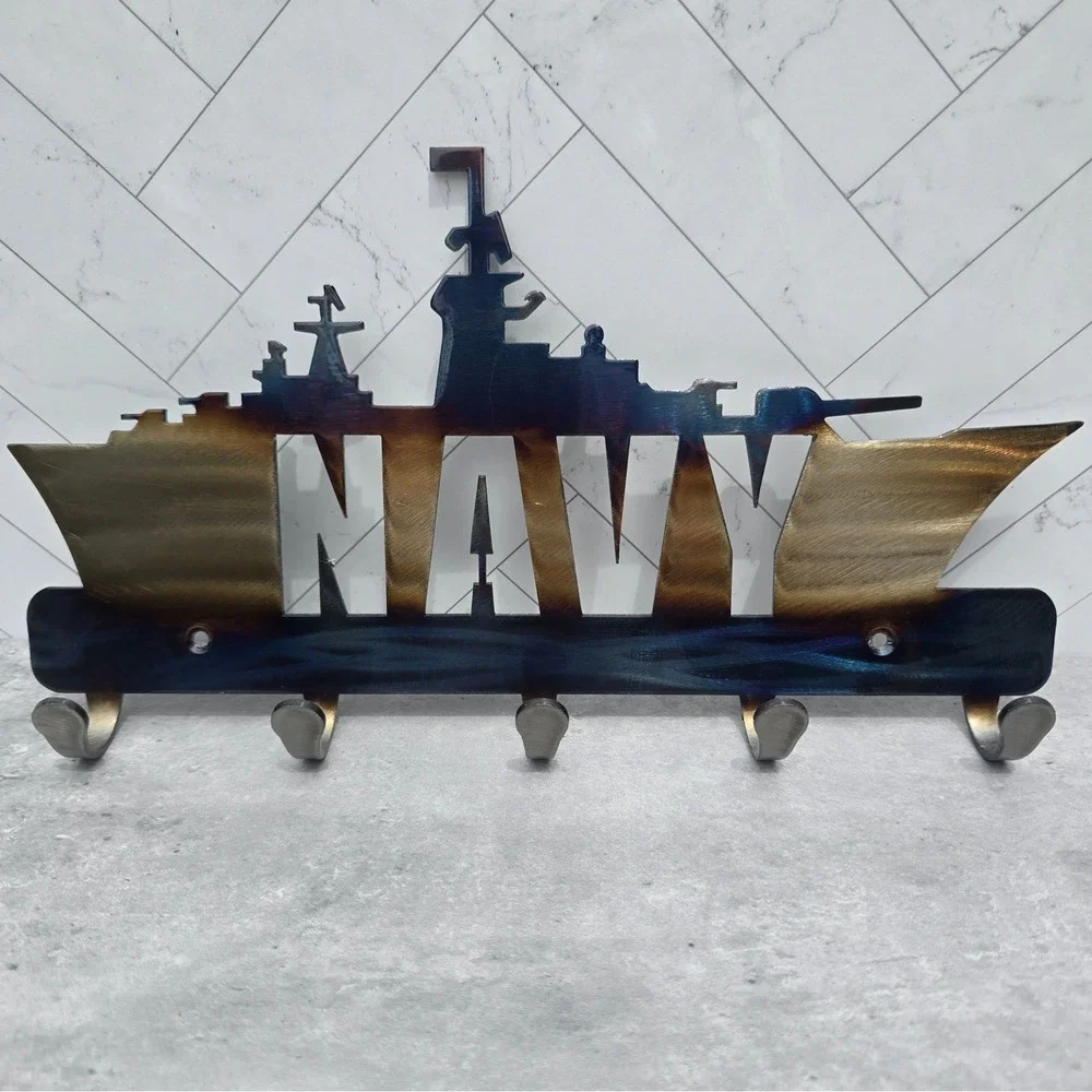 US Navy Iron Mountain Studios Metal Key Rack Battleship Wall Decor Made in USA